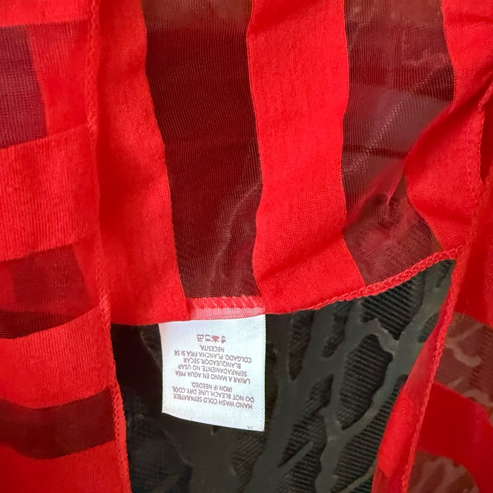Red Sheer Striped Infinity Scarf - Picture 6 of 9